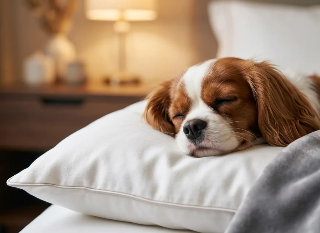 Cão a dormir tranquilamente numa cama para cães